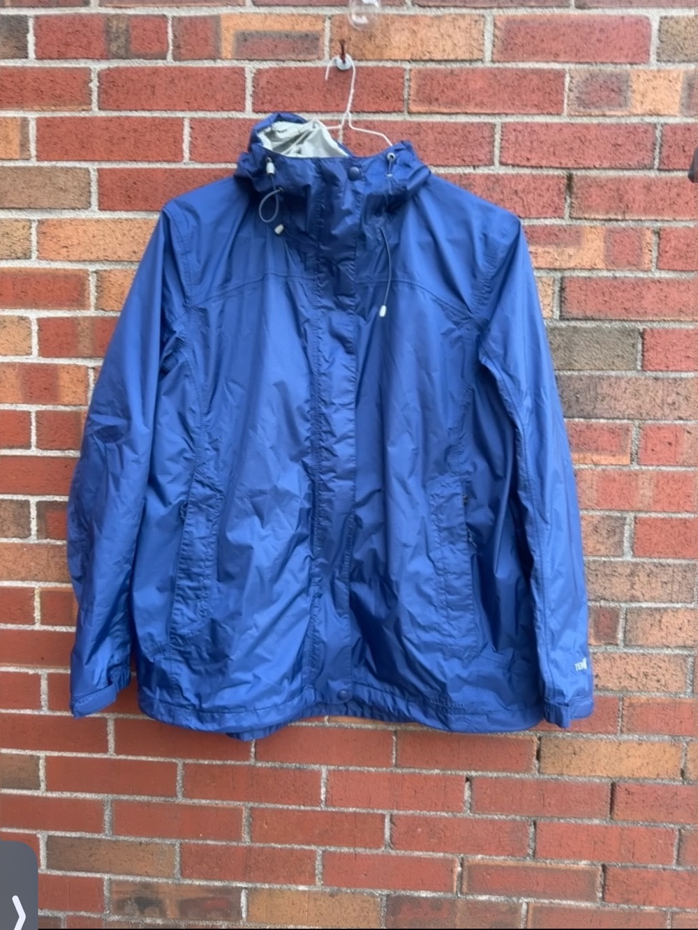 L.L.Bean TEK Waterproof Rain Jacket Women's 1X Blue Hooded Windbreaker Shell
